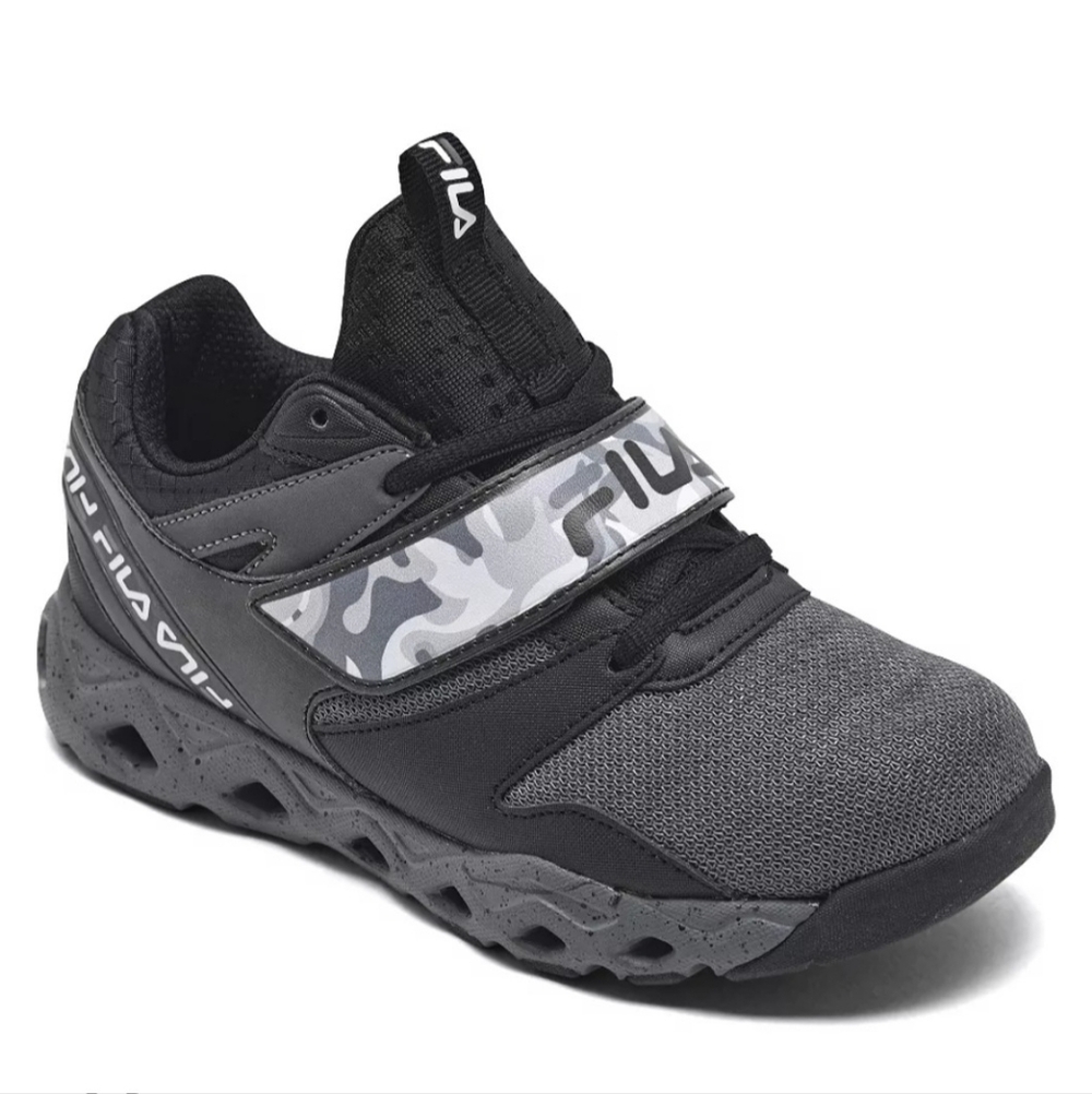 Fila Kids' Black & Gray Flexnet 21 Basketball Sneakers Size 12
